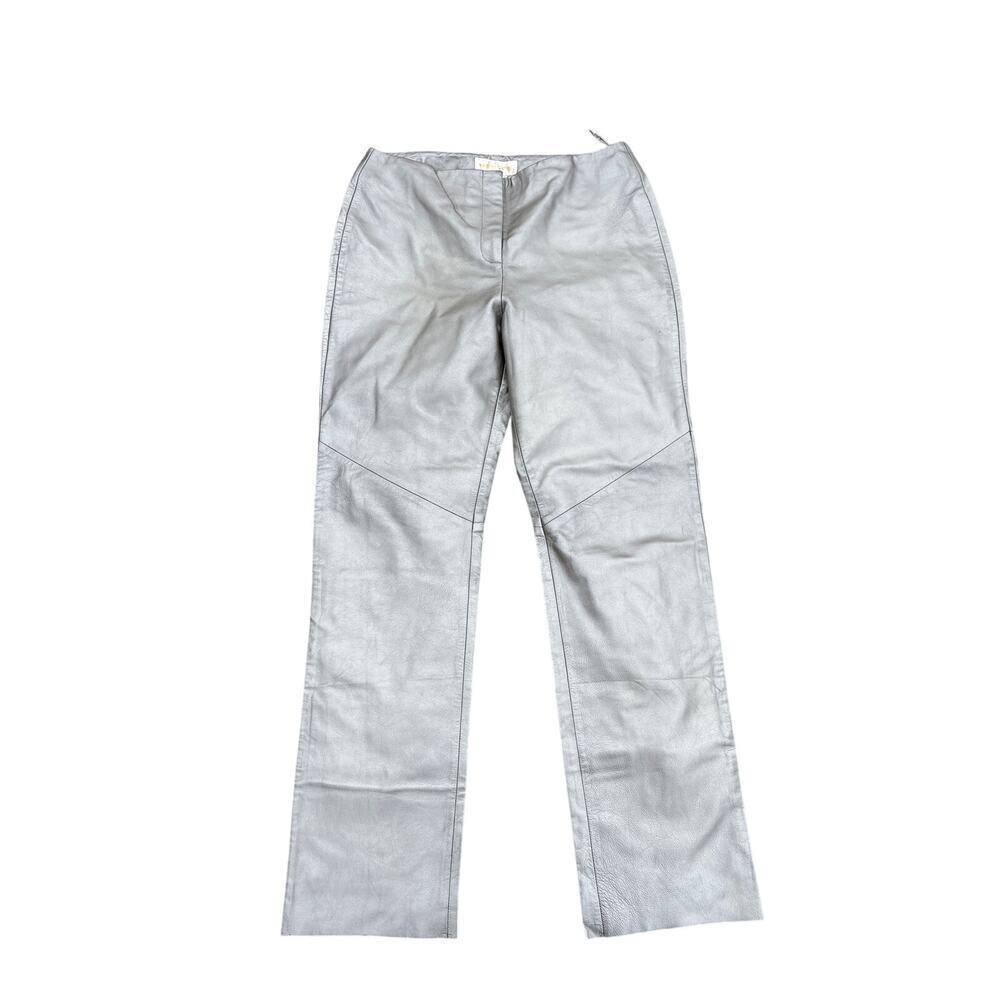 Women’s 14 Margaret Geoffrey Vintage Silver Leather Pants Y2K Festival FLAW